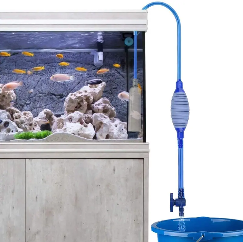 Numero-One - Filtro de agua para acuario, sifón de acuario, bomba de vacío que cambia de agua, lavado de arena, flujo de agua ajustable con colador incorporado, válvula de salida, bolsa de aire