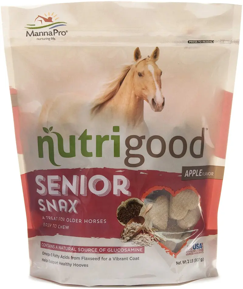 Nutrigood Senior Snax golosinas para caballos | Fabricado con ácidos grasos omega 3, biotina, y glucosamina | 2 libras
