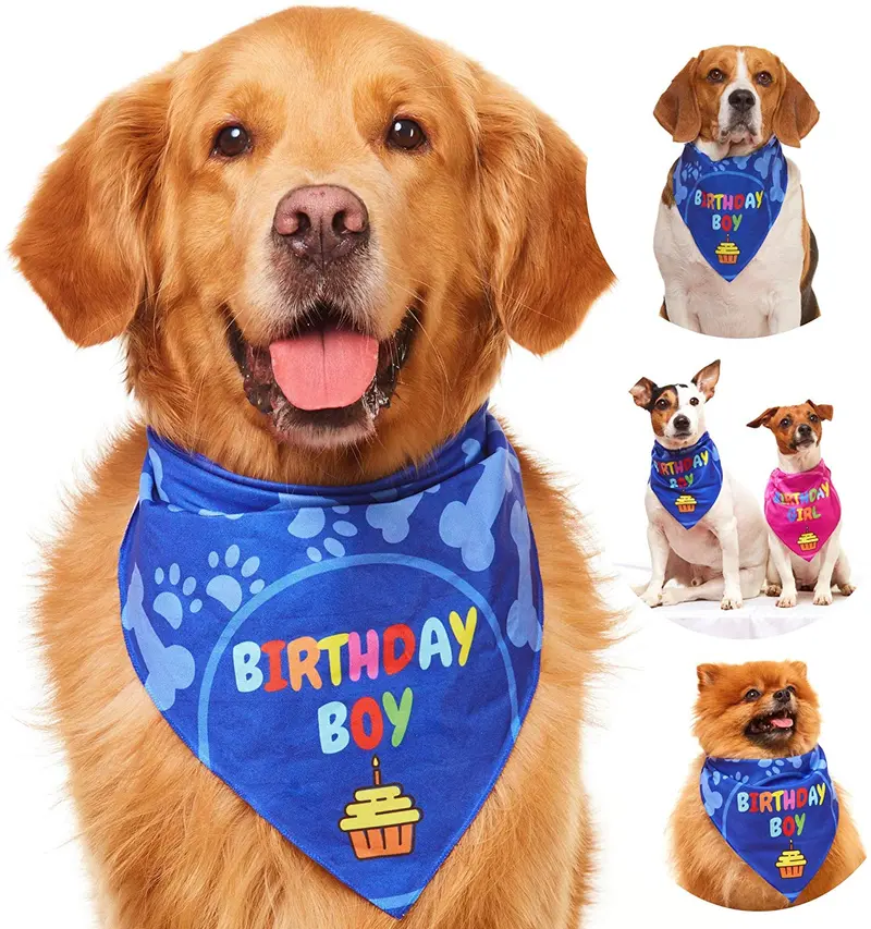 Odi Style Dog Bandana for Dog Birthday Party - Dog Birthday Bandana for Small, Medium, Large Dogs, Bandana for Dogs Puppy Birthday Party, Boy Dog Happy Birthday Bandana, Blue