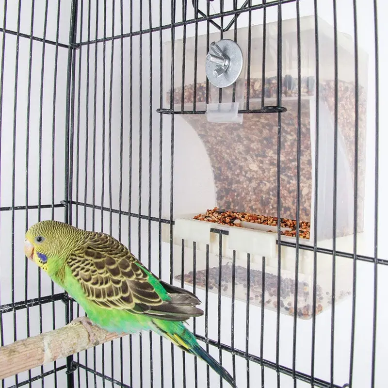 Old Tjikko - Comedero automático para loros, sin ensuciar, para pájaros, jaula, accesorios para Budgerigar, Canario, Cockatiel, Finch, Parakeet, Seed Food Container