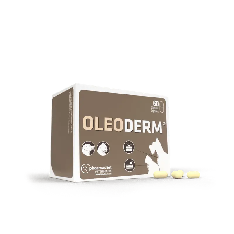 Oleoderm 60 Cápsulas – Suplemento Omega 3 para Piel y Pelo de Perros y Gatos