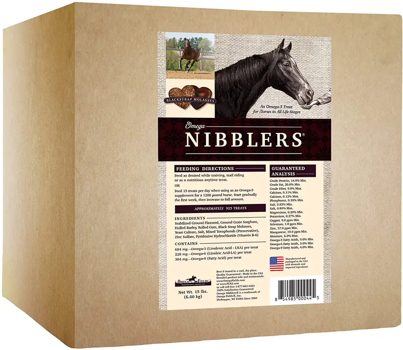 Omega Nibblers mejor suplemento natural 3 Treat o para caballos, 15 LB.