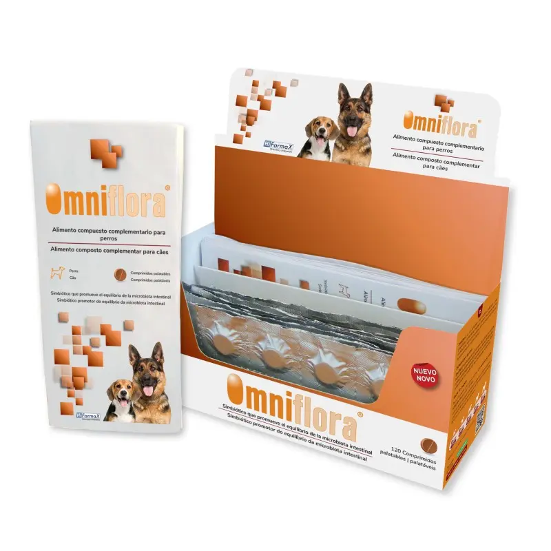 Omniflora Simbiótico Perro | Probiótico + Prebiótico Digestivo | 120 Comprimidos