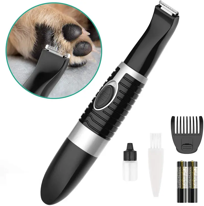 oneisall Cortapelos de aseo para perros, cortadora de pelo pequeño sin cable, bajo ruido para recortar el pelo del perro alrededor de las patas, ojos, orejas, cara, color negro