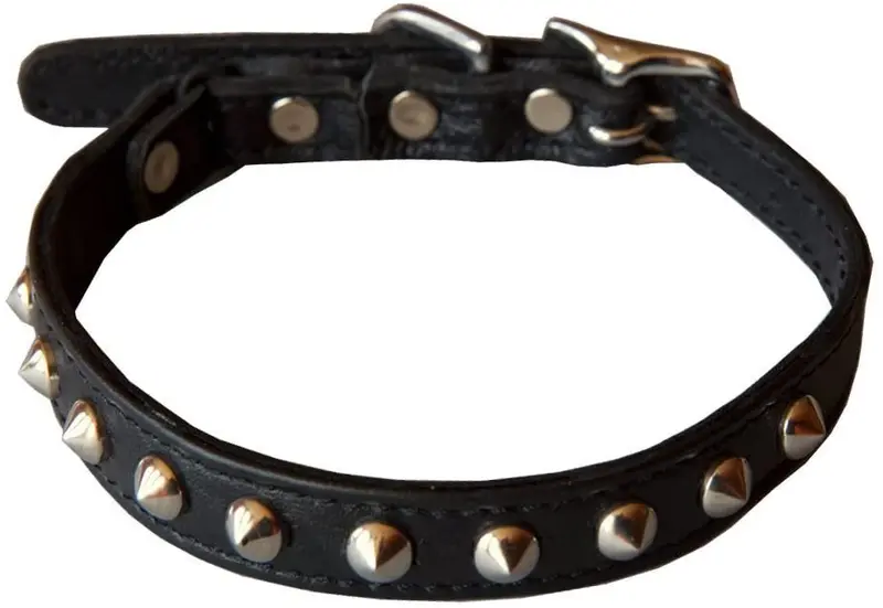 Outlaw Negro Studded piel Seguridad gato collar