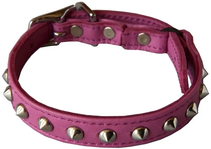 Outlaw Rosa Studded piel Seguridad gato collar
