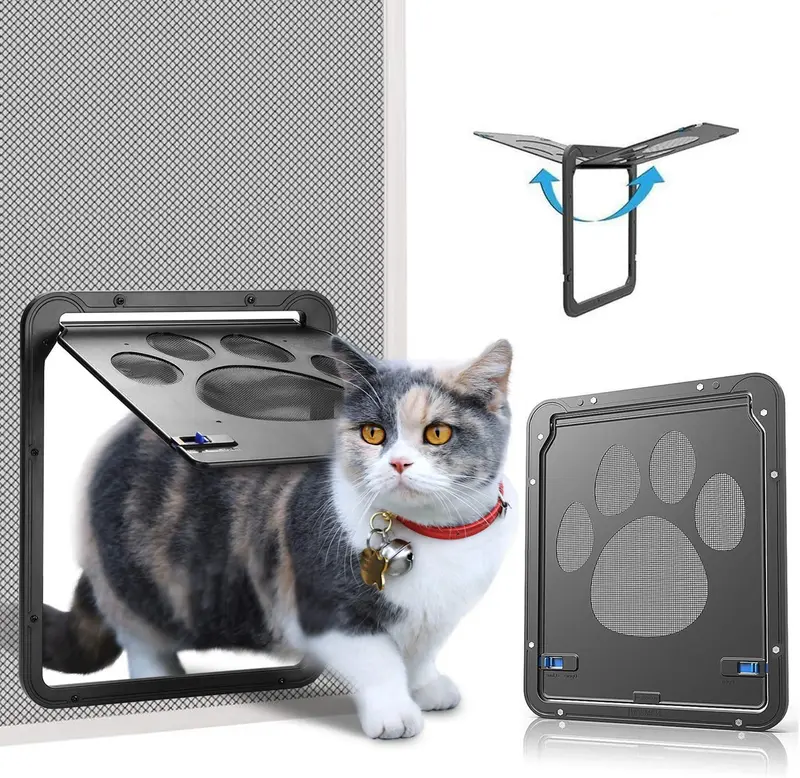 OWNPETS Puerta de pantalla para mascotas, pantalla magnética con cierre automático, puerta negra para puerta pequeña de perro y gato S