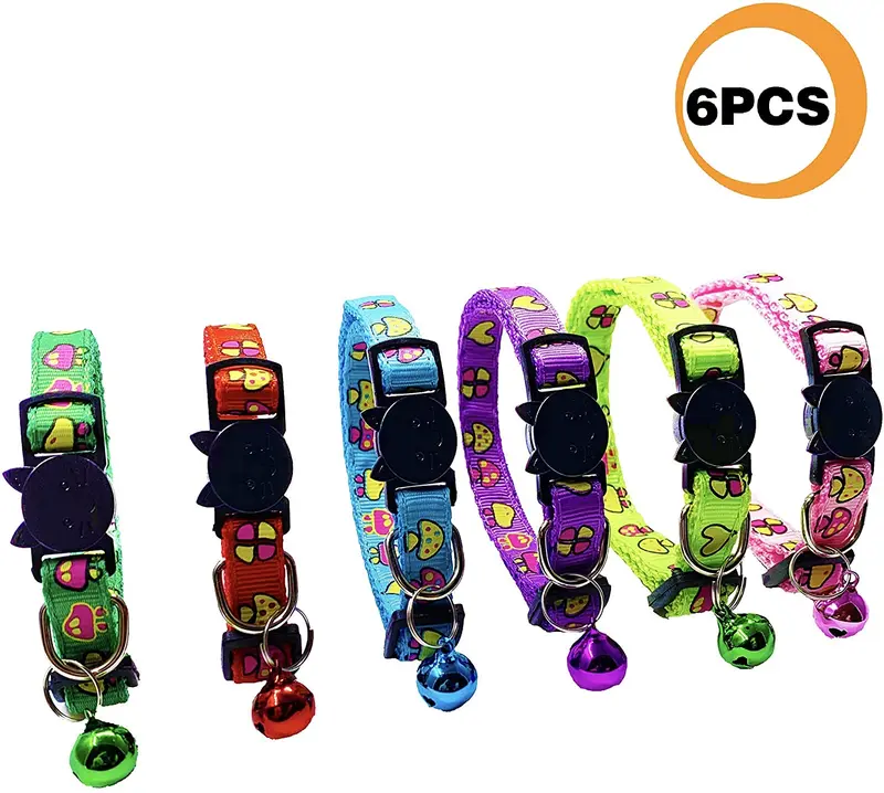 PACCOMFET - 6 collares para gatos con diseño de campanas