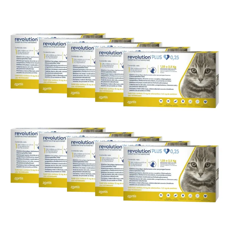 Pack 10 x Revolution Plus Gato 0.25 ml