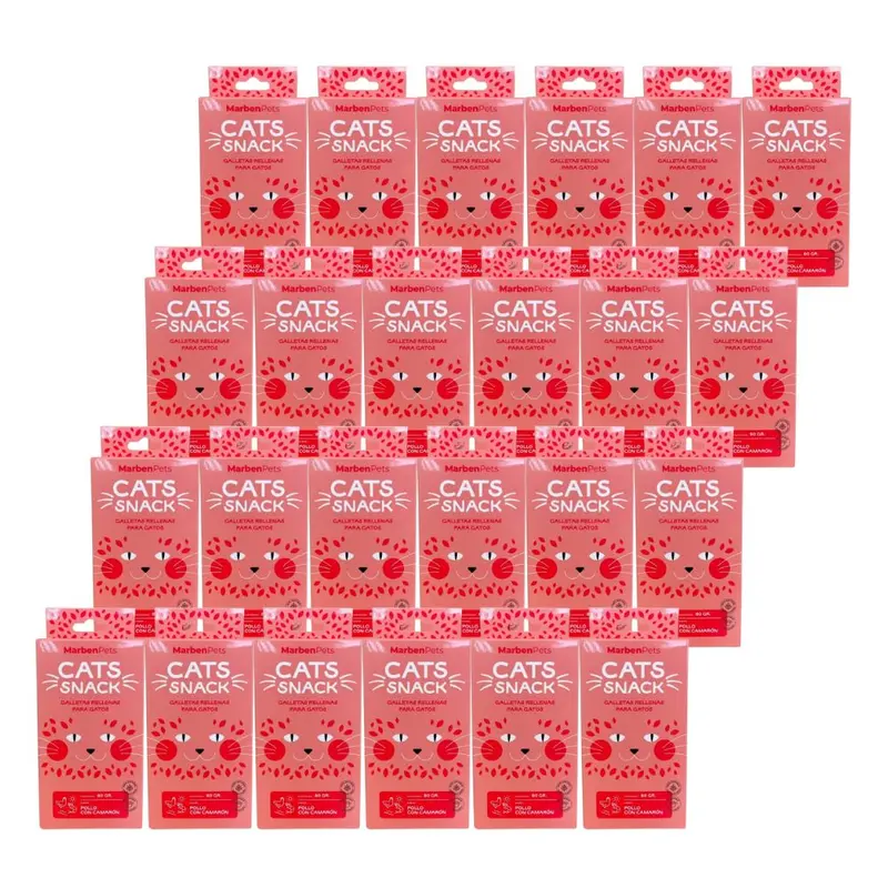 Pack 24x Cats Snack Relleno Pollo Camarón 80gr