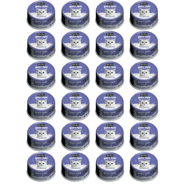 Pack 24x Kit Cat Goat Milk Gourmet Chicken & Crab 70Gr