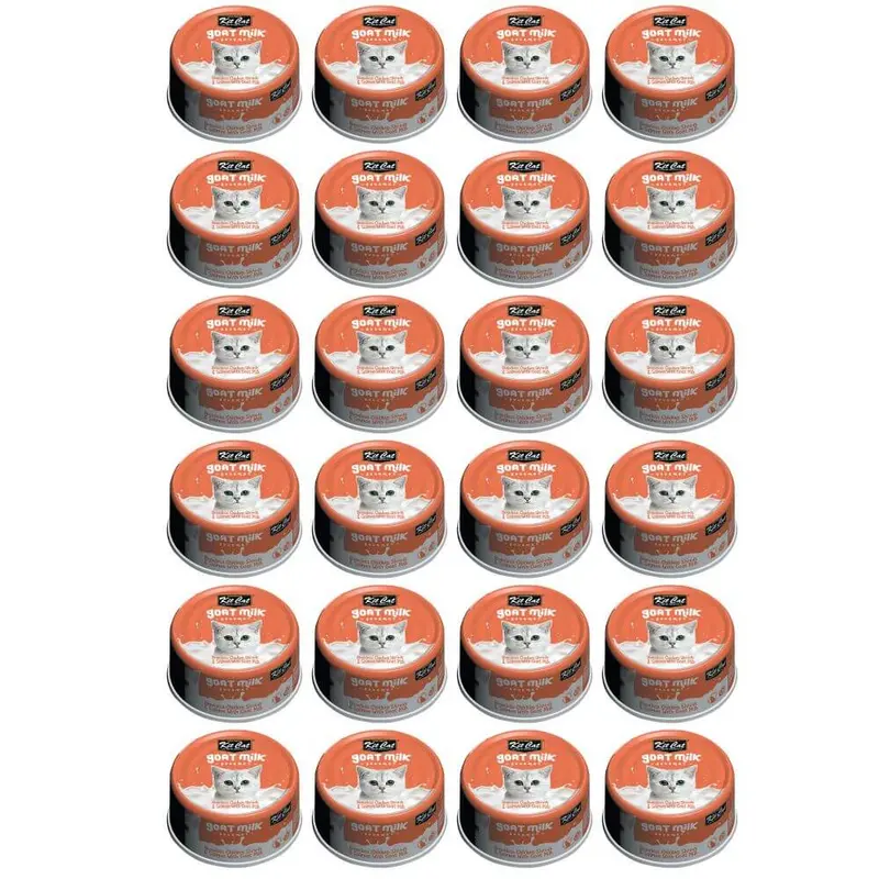 Pack 24x Kit Cat Goat Milk Gourmet Chicken & Salmon 70Gr