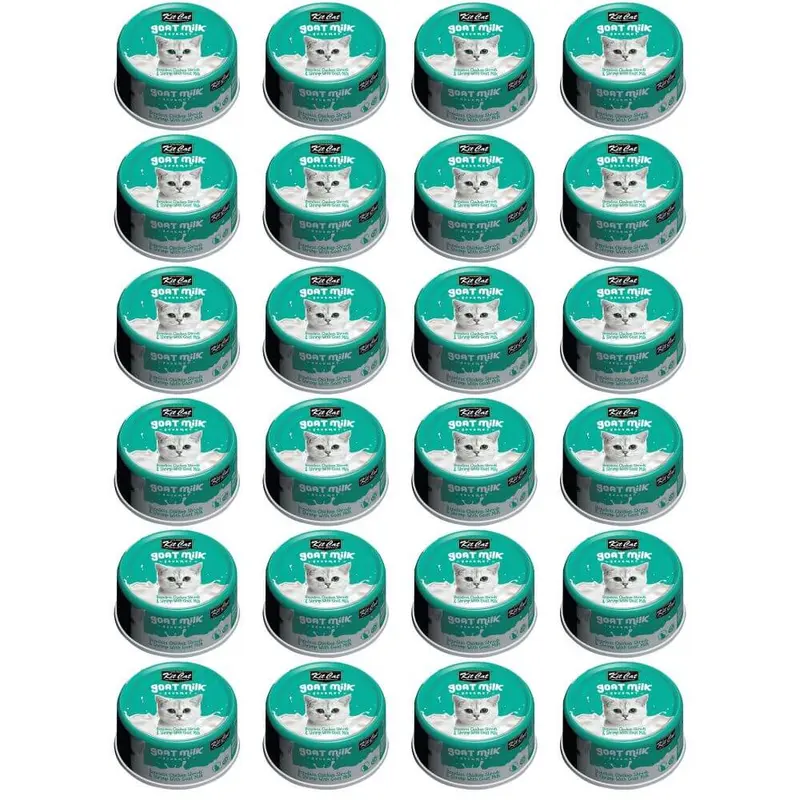 Pack 24x Kit Cat Goat Milk Gourmet Chicken & Shrimp 70Gr