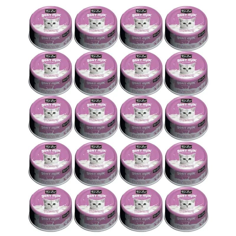 Pack 24x Kit Cat Goat Milk Gourmet Tuna & Crab 70Gr