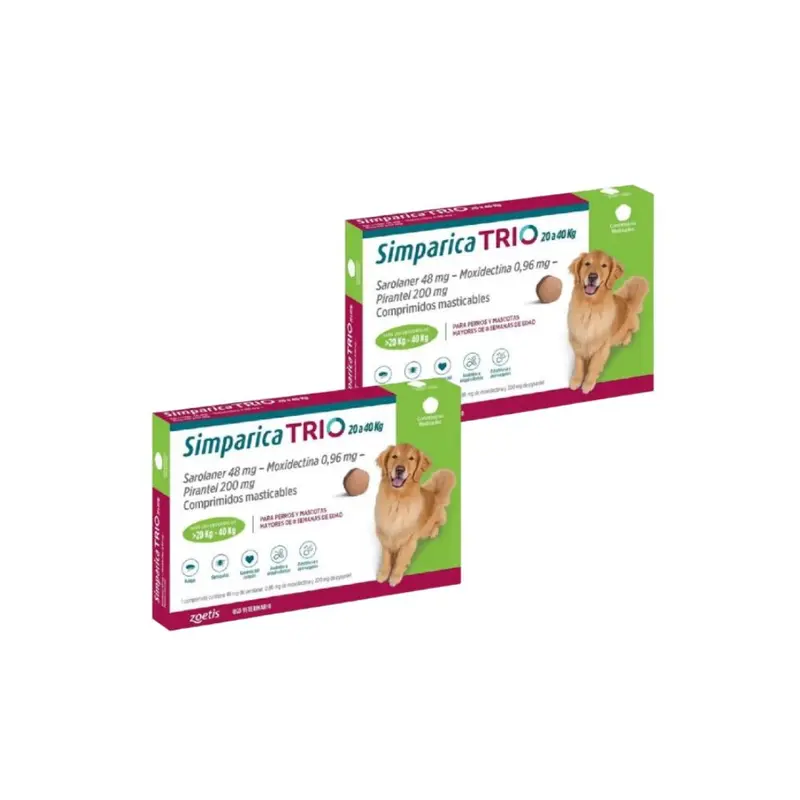 Pack 2x Simparica Trio 20 - 40 kg 3 Comprimidos