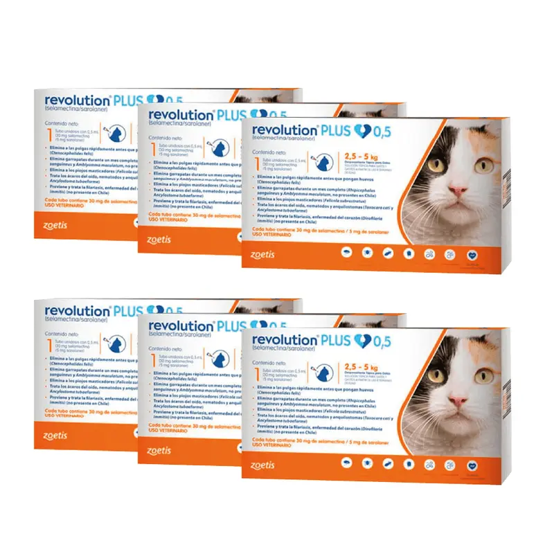 Pack 6 x Revolution Plus Gato 0.5 ml