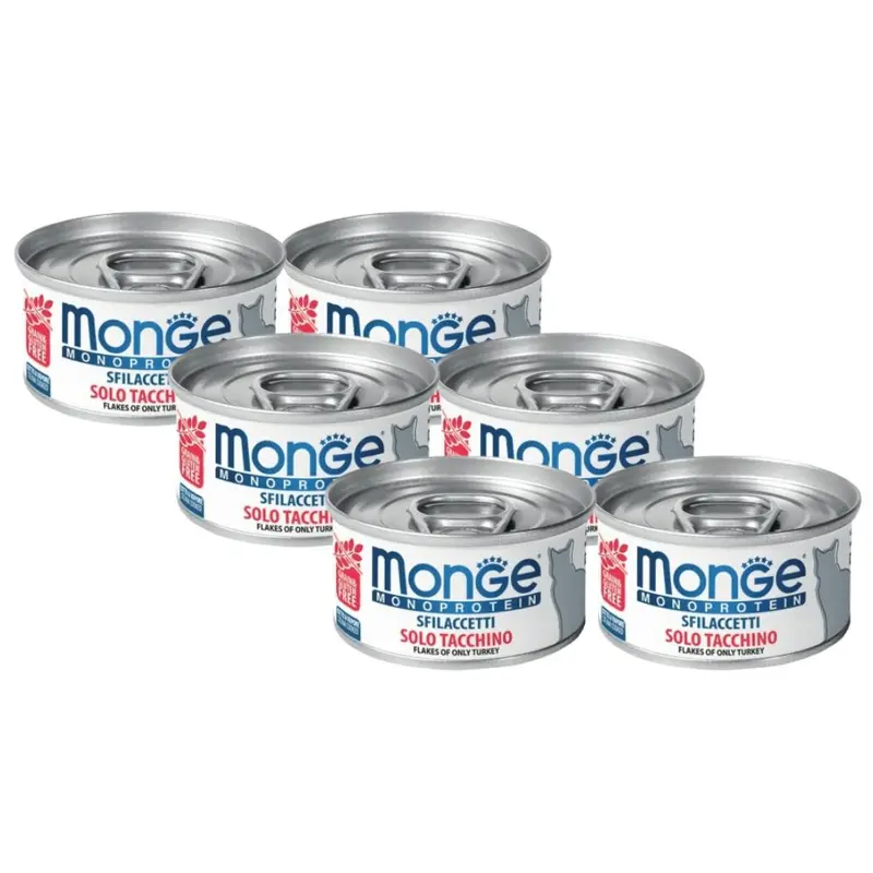 Pack 6x Lata Monge Flakes Pavo 80gr