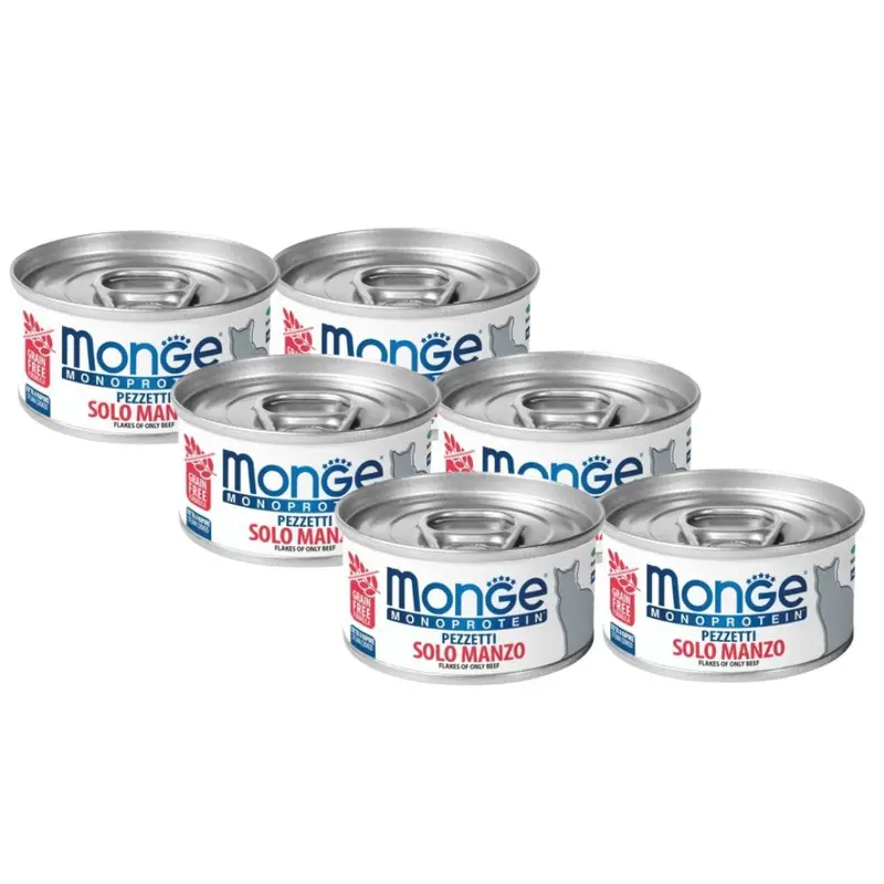 Pack 6x Lata Monge Flakes Vacuno 80gr