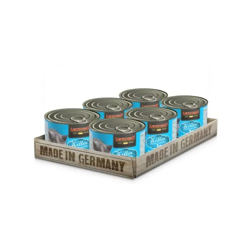 Pack 6x Leonardo Latas Quality Seleccion Kitten 200 gr