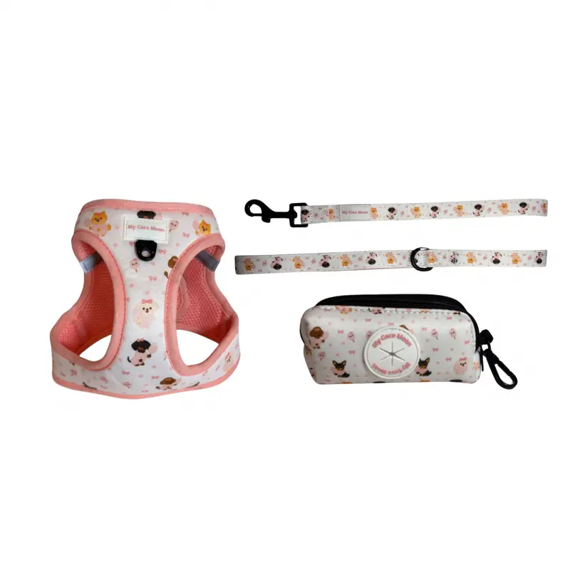 Pack Ahorro Arnés Body para perros + Correa + Porta bolsas doble Candy Cotton.