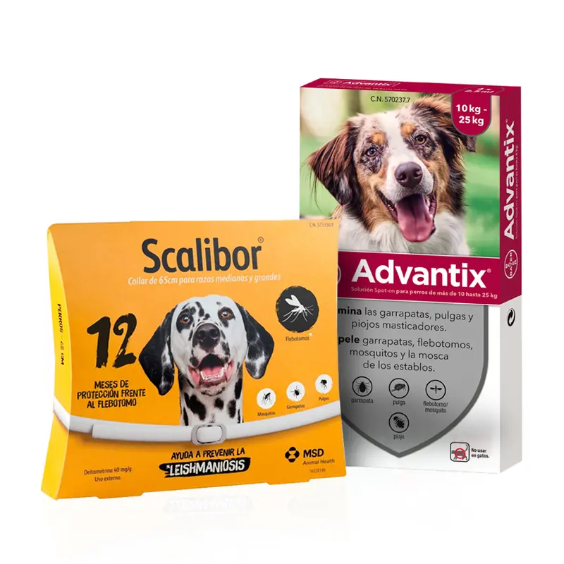 Pack Antiparasitario Perros Medianos-Grandes | Scalibor 65 cm + Advantix 4 Pipetas 10-25 kg