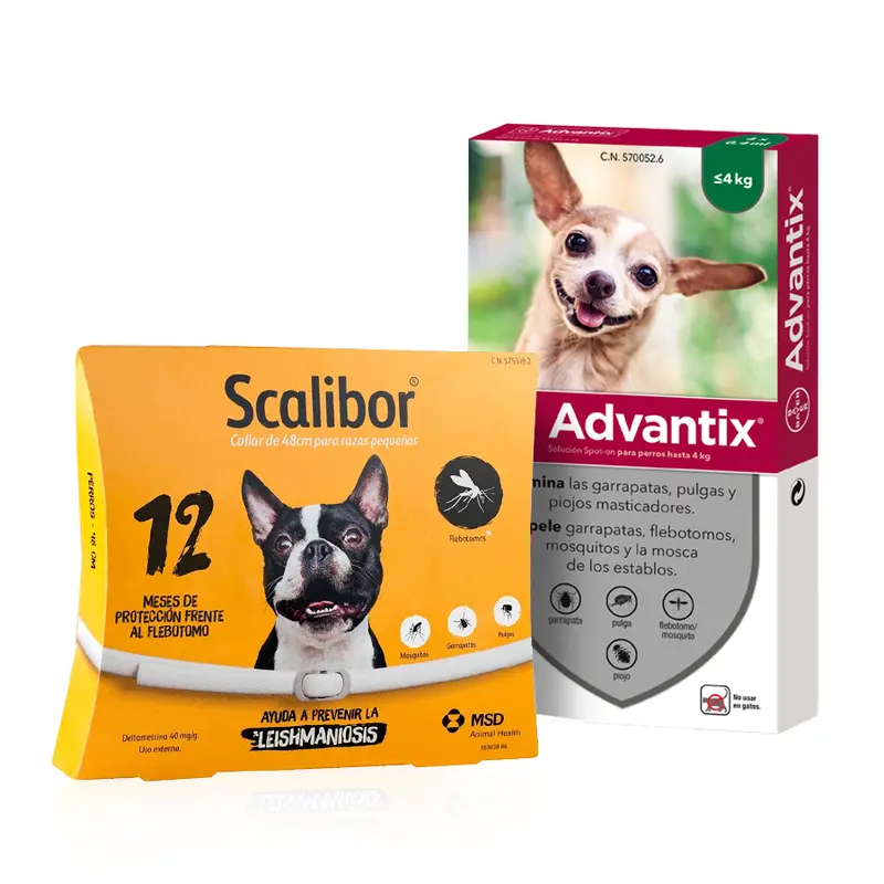 Pack Antiparasitario Perros Mini | Scalibor 48 cm + Advantix 4 Pipetas 0-4 kg