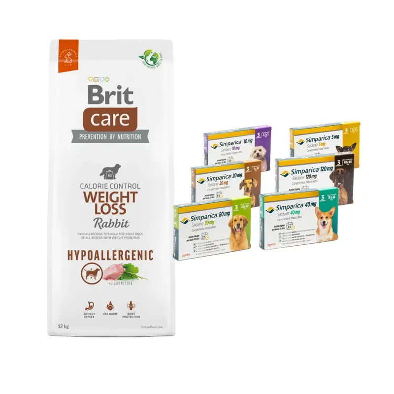 Pack Brit Care Weight Loss Rabbit 12 kg + Simparica 3 Comprimidos