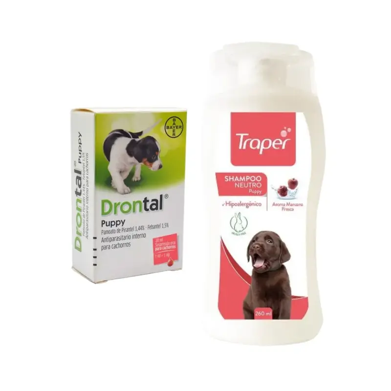 Pack Cachorro Drontal Puppy 20 ml + Shampoo Traper Puppy 260 ml