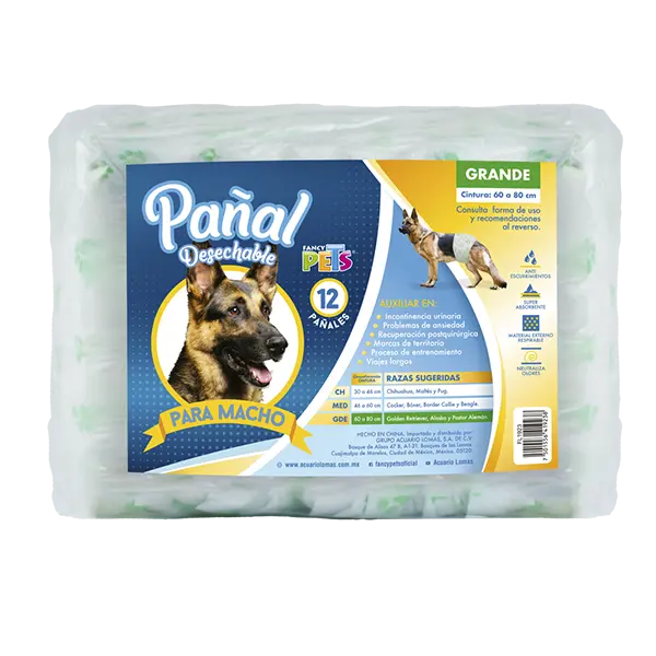 Pañal Especial para perro Macho tamaño Grande( 60-80 cm )