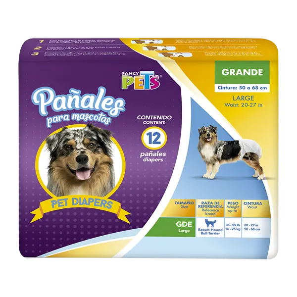 Pañales para perro GRANDE 12 pzas (50 a 68 cm)