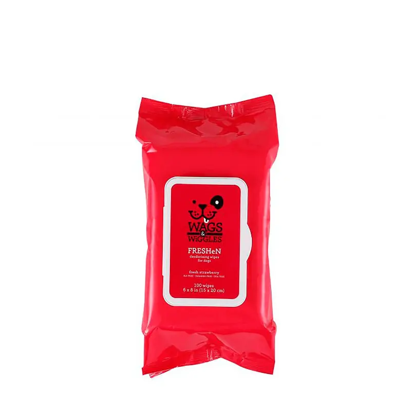 Pañitos Para Perros  Wags Wiggles Fresa  100 Uds