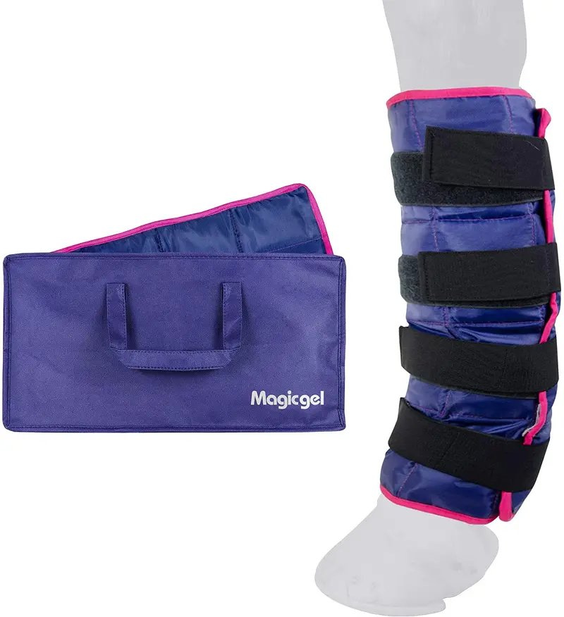 Paquete de hielo para caballos – Envolturas para piernas de calzado, tobillo, rodillas, botas de piernas y anzuelo. (Una sola bota de hielo, por Magic Gel)