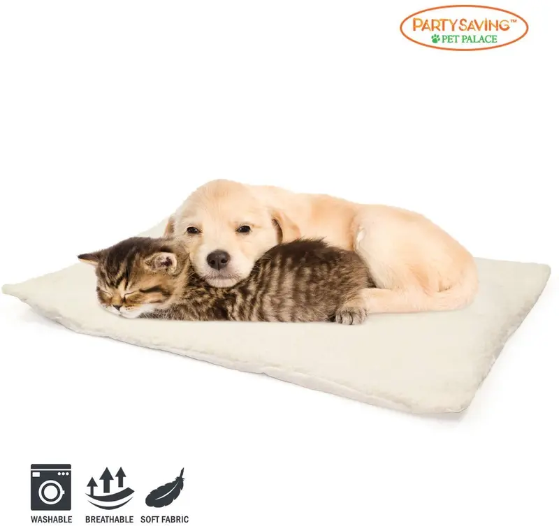 partysaving 2-en-1 Mascota Cama Snooze túnel y alfombrilla para mascotas gatos perros y gatos para viajar o Home, Blanco