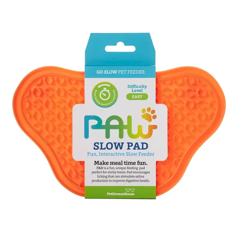 PAW Lick Mat Pad color Naranja con Ventosas de PetDreamHouse