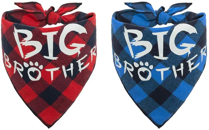 PAWCHIE - Bandana para perro (2 unidades), diseño de cuadros, color rojo y azul
