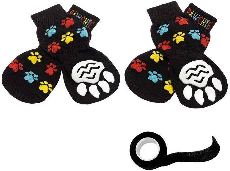 Pawchie - Calcetines antideslizantes para perro, para suelos de madera dura, protección para patas de mascotas, para uso en interiores