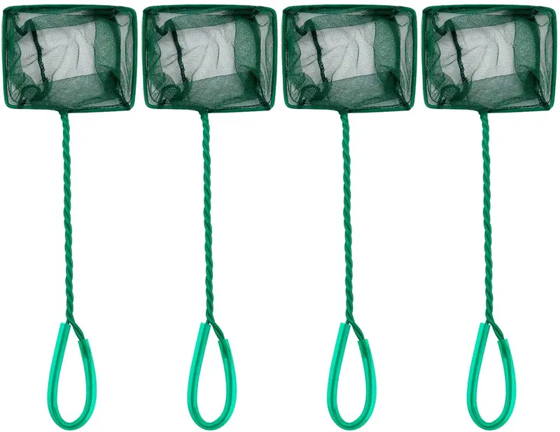 Pawfly 4 Inch Aquarium Net Fine Mesh Small Fish Catch Nets with Plastic Handle - Green