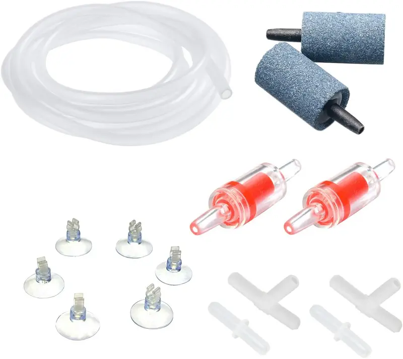 Pawfly7-13 pies Airline Tubing Standard Aquarium bomba de aire accesorios con piedras de aire, válvulas de verificación, ventosas y conectores