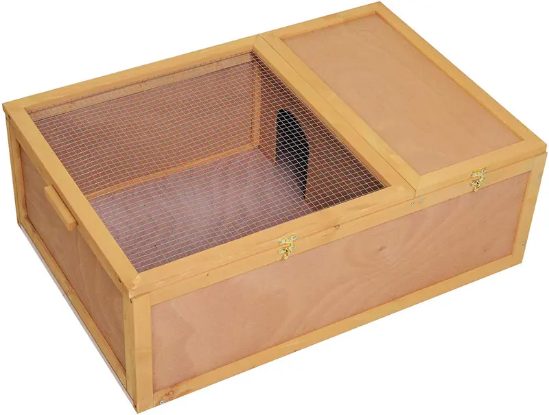 PawHut - Caseta de tortuga de madera de 37.0 in de largo, para interior de animales pequeños, jaula de reptil al aire libre