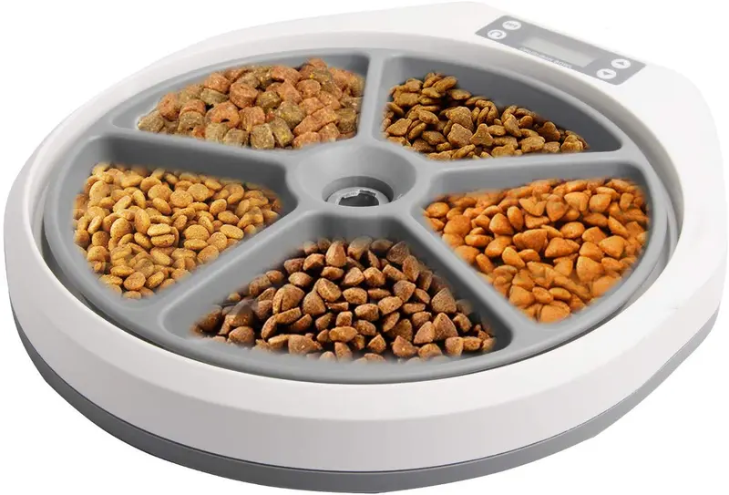 PAWISE Alimentador automático para mascotas para perros y gatos, estación dispensadora de alimentos con temporizador, 100% libre de BPA, apto para lavavajillas, grandes ideas de regalo