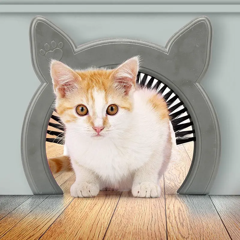 Pawsm - Escobilla para puerta de gato, extraíble, para ocultar la arena de niños y perros, puertas de gatos para puertas interiores, color rosa o blanco
