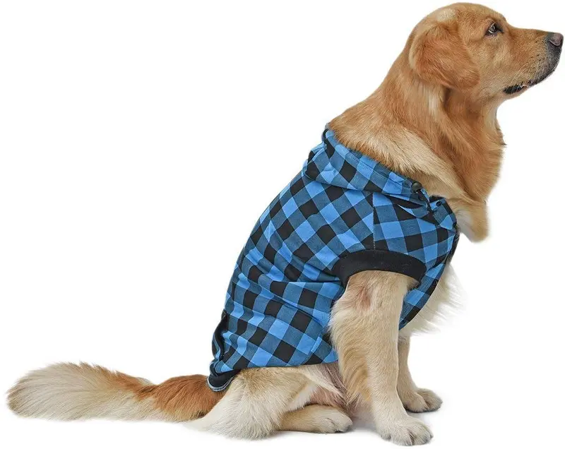 PAWZ grande perro tartán camisa Escudo Sudadera con Capucha Mascota Invierno Ropa suave y cálida