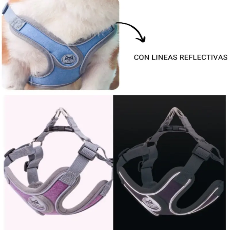 Pechera Con Correa Para Perro Azul Reflectiva