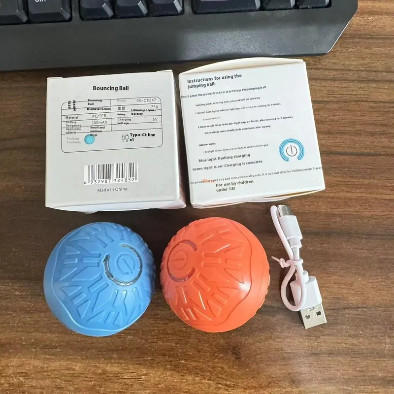 Pelota Eléctrica Saltarina para Mascotas – Juguete Luminoso para Perros y Gatos con Movimiento Automático
