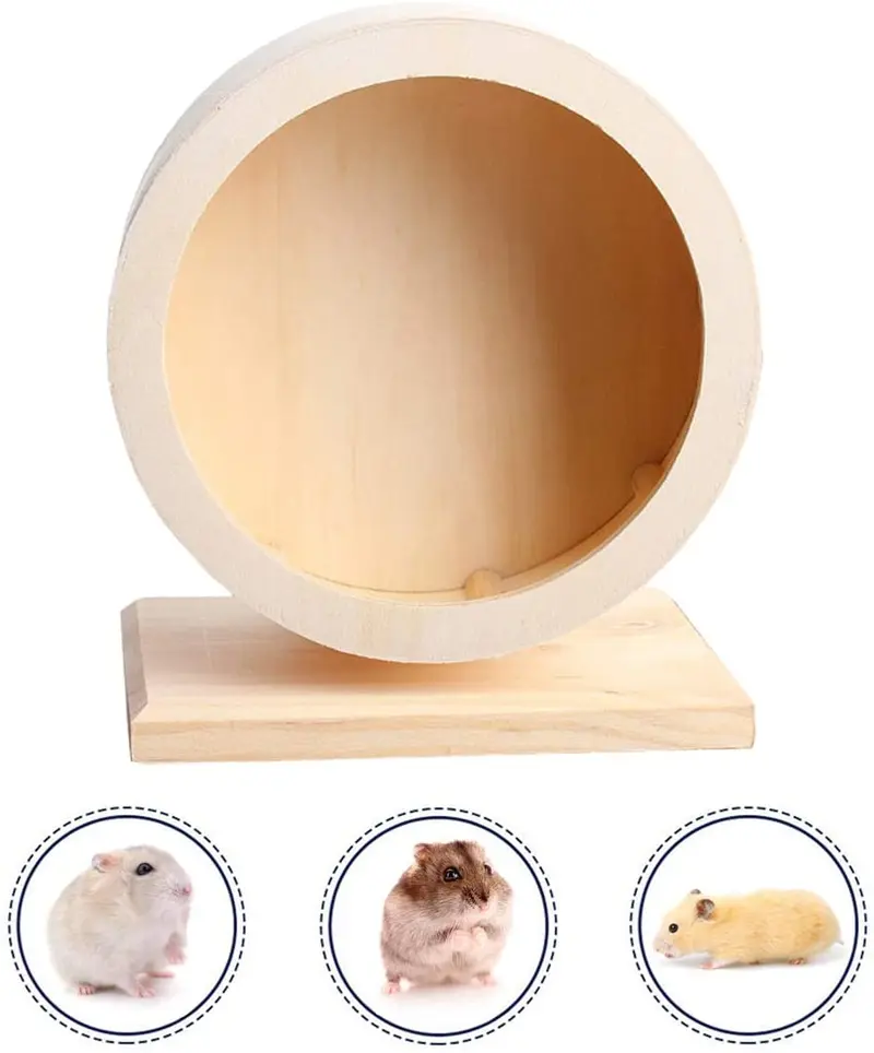 Pequeños animales de madera Ejercicio Rueda Hámster Silencio Correr Spinner Rueda Juguete para Rata Gerbils Chinchillas erizos Ratones Guinea Pigs