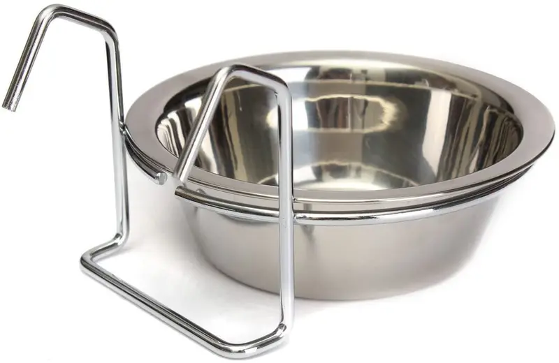 Pet Food Agua Taza con tornillo Ganchos de acero inoxidable para Pet Bird cajones Jaulas Coop perro gato Parrot un pájaro conejo mascota