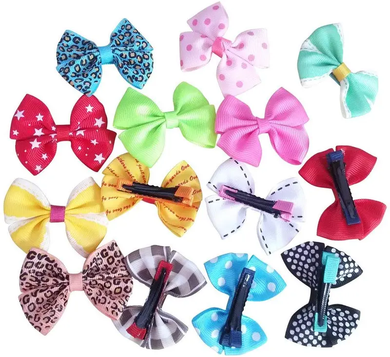 Pet perro de exposición lazos de pelo con Alligator Clips Bowknot Clips de pelo gato cachorro Yorkshire Grooming accesorios para el pelo surtido paquete de 20