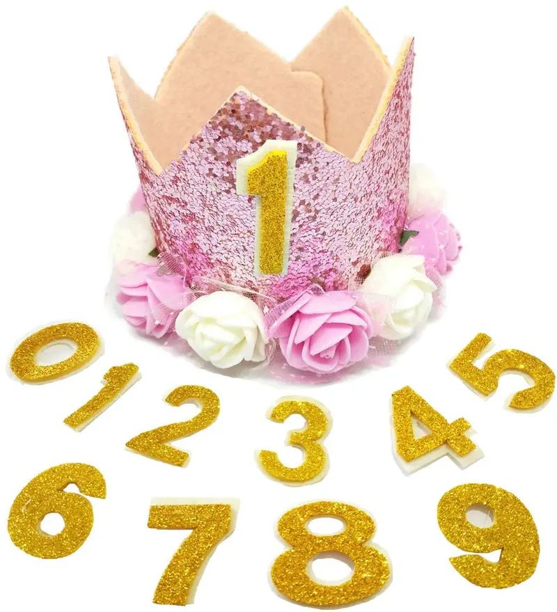 PET SHOW - Gorro de cumpleaños para mascotas, reutilizable, para fiesta de cumpleaños, gato, gatito, diadema, sombreros con 1 – 9 figuras, accesorios de aseo