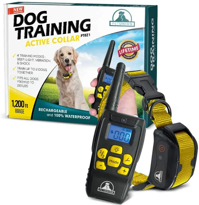 Pet Union PT0Z1 collar de entrenamiento para perros, totalmente impermeable, rango de 1200 pies