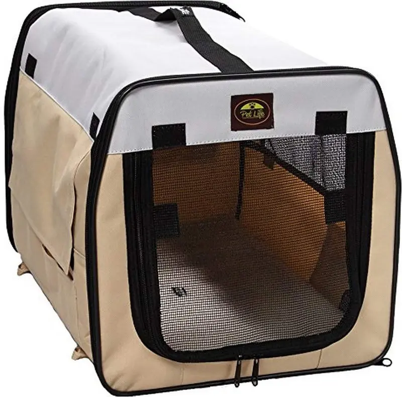Pet Vida con cierre fácil cámara Carrier plegable en caqui – X-Small, Caqui, gris, S